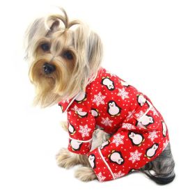 Penguins & Snowflake Flannel PJ with 2 Pockets (Red) - XL