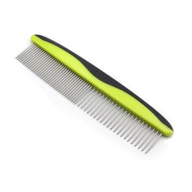 Dog Comb for Removes Tangles and Knots - Removing Matted Fur - Grooming Tool with Stainless Steel Teeth and Non-Slip Grip Handle - B