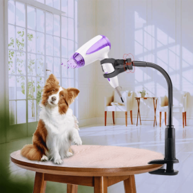 Hair Dryer Holder Hands 360 Degrees Rotatable Hands-Free Hair Dryer Stand Aluminum Alloy Gooseneck Pet Dog Grooming Table Hair Dryer Clip Hol